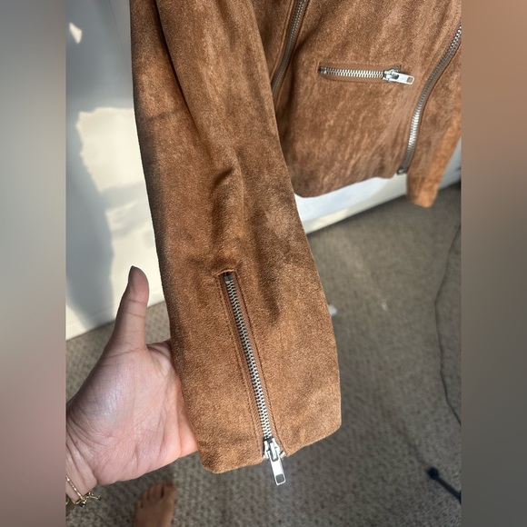 Lulu's Brown faux suede with Asymmetrical Zipper jacket size XL new with tag - Picture 7 of 12